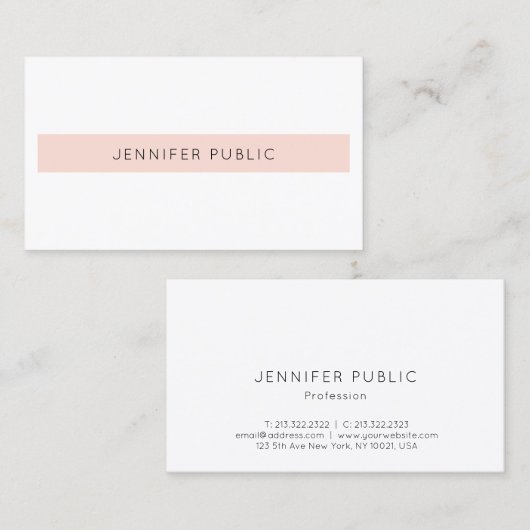 Berufliches, modernes, schlichtes Design Rosa Visitenkarte (Vorne/Hinten)
