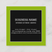 Berufliches, modernes Schwarz-Apfelgrün Quadratische Visitenkarte (Rückseite)