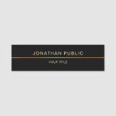 Berufliches, modernes Schwarz-Gold-Template Namensschild (Vorderseite)