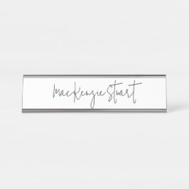 Berufliches, modernes Schwarz-weißes und einfaches Schreibtischnamensplakette