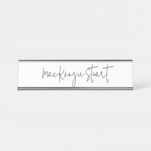 Berufliches, modernes Schwarz-weißes und einfaches Schreibtischnamensplakette (Vorderseite )
