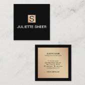Berufliches, modernes Schwarzes Gold Monogram Squa Quadratische Visitenkarte (Vorne/Hinten)