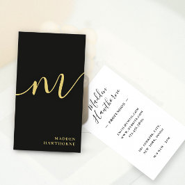 Berufliches, modernes Script Black Monogram Visitenkarte