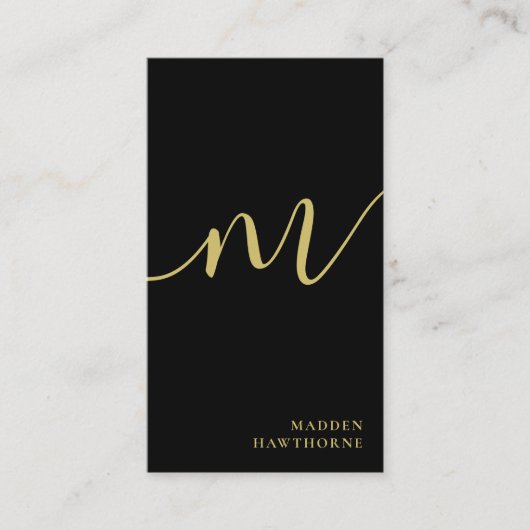 Berufliches, modernes Script Black Monogram Visitenkarte (Vorderseite)