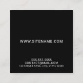 Berufliches, modernes Script Black Quadratische Visitenkarte (Rückseite)