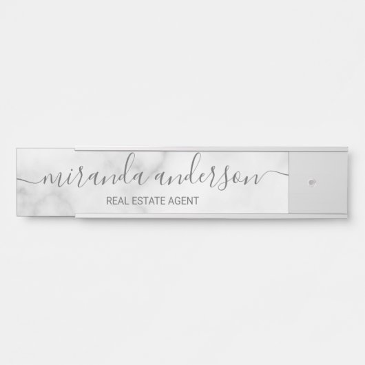 Berufliches, modernes Script in weißem Marmor Türschild (Vorderseite )