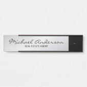 Berufliches, modernes Script Schwarz und Silber Türschild (Vorderseite )