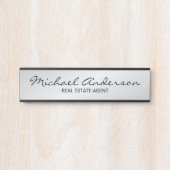 Berufliches, modernes Script Schwarz und Silber Türschild (Vorderseite )