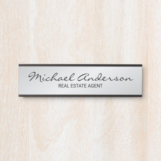 Berufliches, modernes Script Schwarz und Silber Türschild (Vorderseite )
