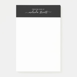 Berufliches, modernes Script schwarz und weiß Post-it Klebezettel