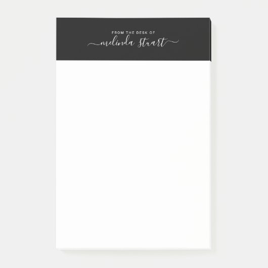 Berufliches, modernes Script schwarz und weiß Post-it Klebezettel (Vorderseite)
