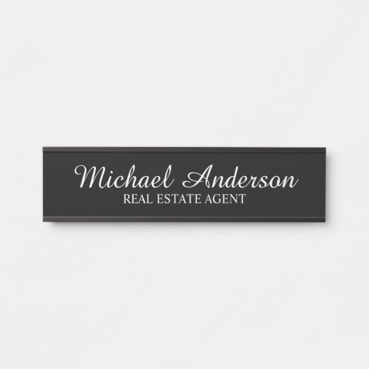 Berufliches, modernes Script schwarz und weiß Türschild (Vorderseite )