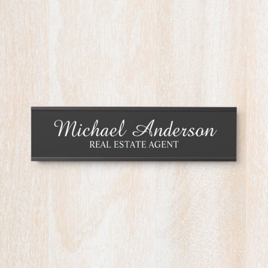 Berufliches, modernes Script schwarz und weiß Türschild (Vorderseite )