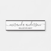 Berufliches, modernes Script schwarz und weiß Türschild (Vorderseite )