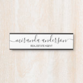 Berufliches, modernes Script schwarz und weiß Türschild (Vorderseite )