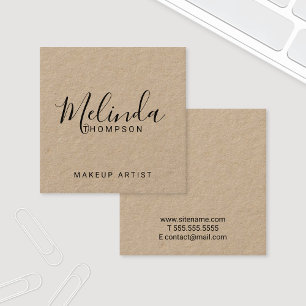 Berufliches modernes Skript-Braunes Packpapier Quadratische Visitenkarte