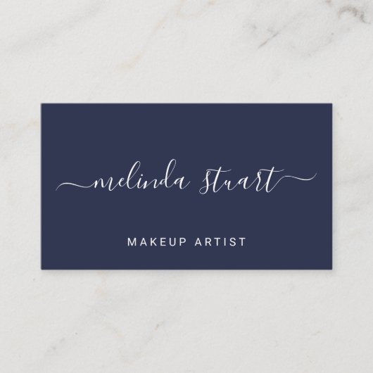Berufliches modernes Skript-Marine-Blau Visitenkarte (Vorderseite)