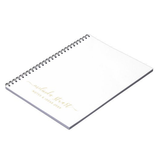 Berufliches, modernes Skript, weiß und Gold Notizblock (Linke Seite)