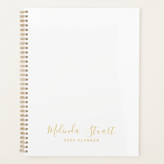 Berufliches, modernes Skript, weiß und Gold Planer (Vorderseite)