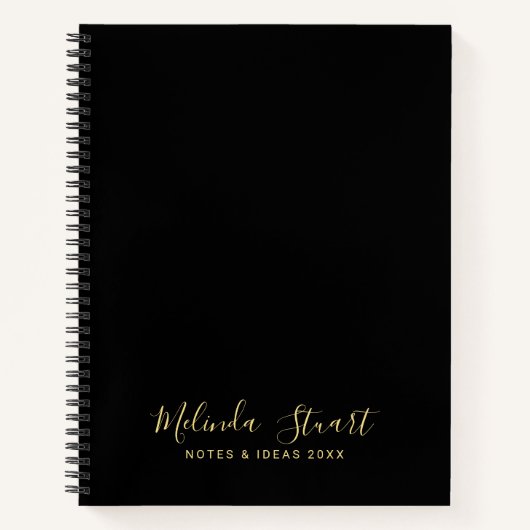 Berufliches, modernes Skriptschwarz und Gold Notizblock (Vorderseite)