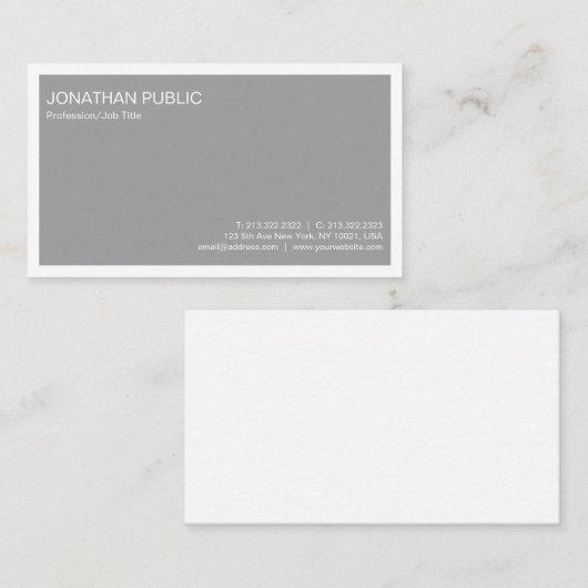 Berufliches modernes stilvolles graues einfaches visitenkarte (Vorne/Hinten)