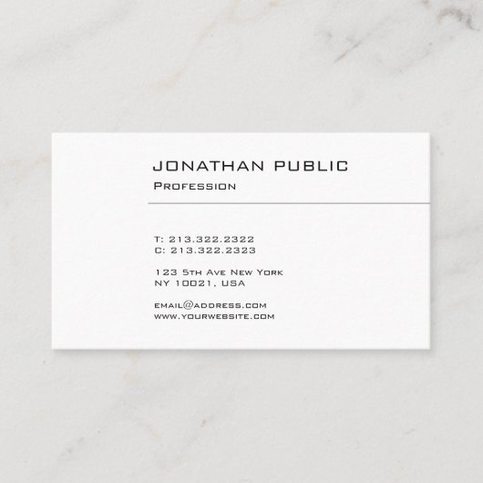 Berufliches, modernes und elegantes Design Schlich Visitenkarte (Vorderseite)