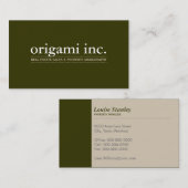 BERUFLICHES, modernes und schlichtes olivengrün Visitenkarte (Vorne/Hinten)