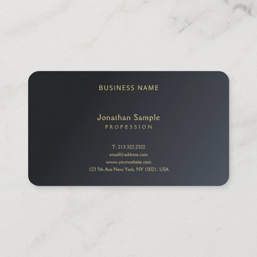 Berufliches, modernes Vorlagenschwarz Visitenkarte (Rückseite)