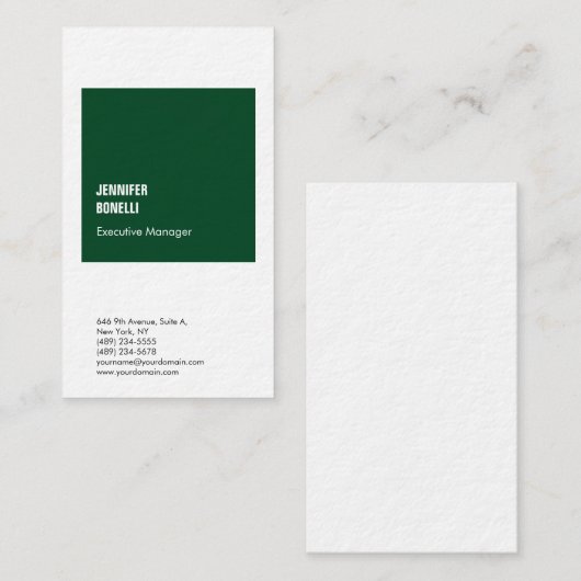 Berufliches modernes Waldgrün Visitenkarte (Vorne/Hinten)