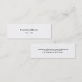 Berufliches, modernes Weiß mit schlanker Oberfläch Mini Visitenkarte (Vorne/Hinten)