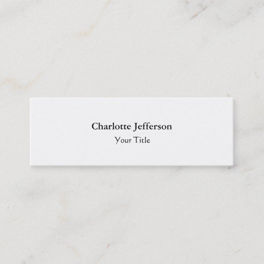 Berufliches, modernes Weiß mit schlanker Oberfläch Mini Visitenkarte (Vorderseite)