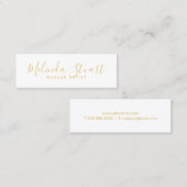 Berufliches modernes Weiß und Gold Mini Visitenkarte (Vorne/Hinten)