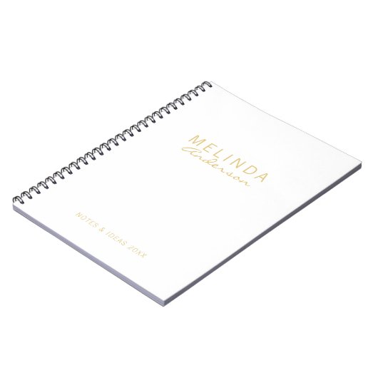 Berufliches, modernes Weiß und Gold Notizblock (Linke Seite)