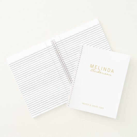 Berufliches, modernes Weiß und Gold Notizblock (Innenseite)