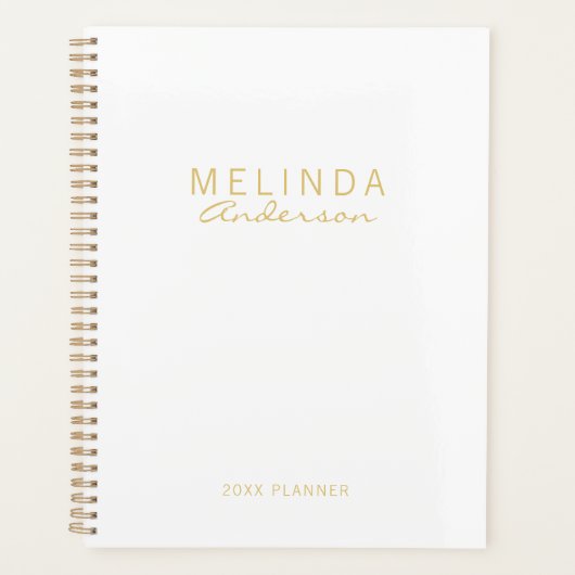 Berufliches, modernes Weiß und Gold Planer (Vorderseite)