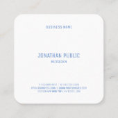 Berufliches, modernes, weißes, weißes Vorbild Quadratische Visitenkarte (Rückseite)