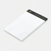 Berufliches Monogram Black Gold Marmor Elegant Post-it Klebezettel (angewinkelt)