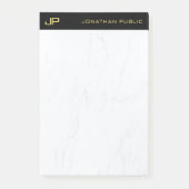 Berufliches Monogram Black Gold Marmor Elegant Post-it Klebezettel (Vorderseite)