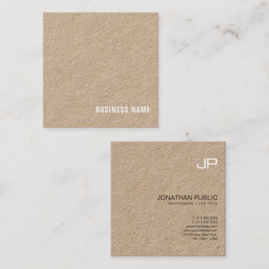 Berufliches Monogram Design Elegant Schlicht Luxus Quadratische Visitenkarte (Vorne/Hinten)