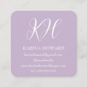 Berufliches Monogram Logo Lila Lilac Elegant Quadratische Visitenkarte (Vorderseite)
