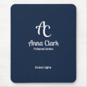 Berufliches Monogram Logo Navy Blue Texted Mousepad (Vorne)