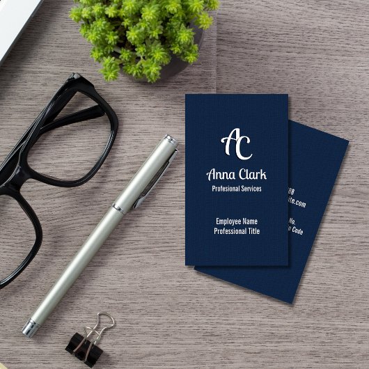 Berufliches Monogram Logo Navy Blue Texted Visitenkarte