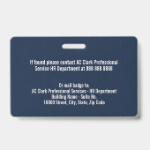 Berufliches Monogram Logo Navy Blue Texture Foto Ausweis (Rückseite)