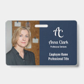 Berufliches Monogram Logo Navy Blue Texture Foto Ausweis (Vorderseite)