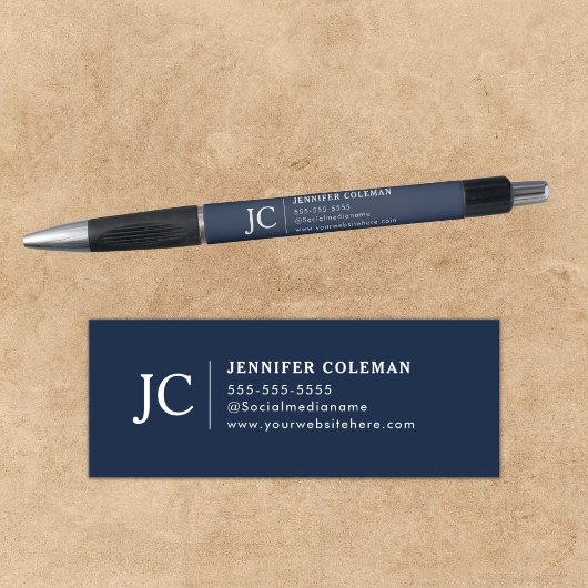 Berufliches Monogram Minimal Logo Navy Blue Kugelschreiber
