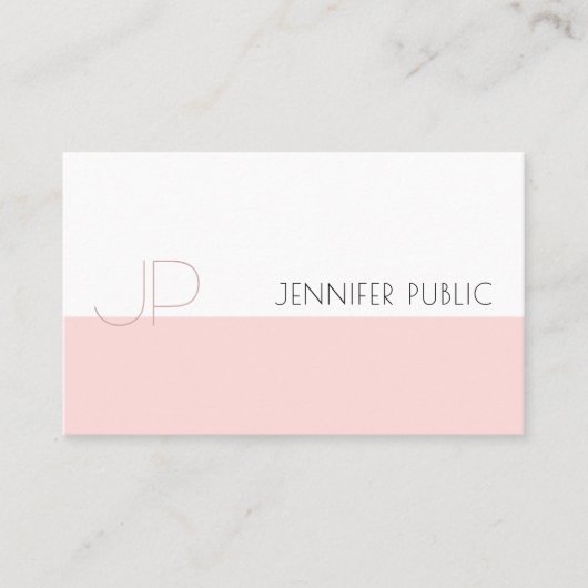 Berufliches Monogram Sleek Pink Schlicht Luxus Visitenkarte (Vorderseite)