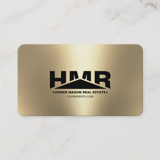 Berufliches Monogram Triangle Black Gold Modern Visitenkarte (Vorderseite)