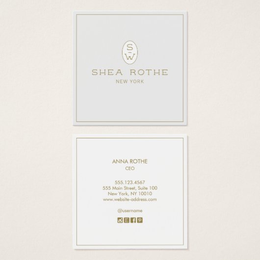 Berufliches Monogramm des hellgrauen Beauty Salons (Vorne & Hinten)