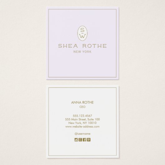 Berufliches Monogramm des Lavender Beauty Salons (Vorne & Hinten)