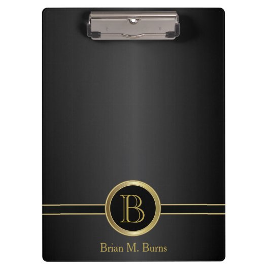 Berufliches Monogramm-Design - Klassisches Schwarz Klemmbrett (Vorderseite)